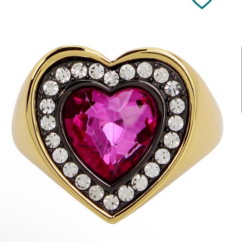 Kurt Geiger London Halo Heart Crystal Cocktail Ring Size 7